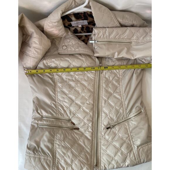 Laundry by Shelli Segal Cream Lightweight Quilted Puffer Coat Jacket Small - Picture 9 of 10